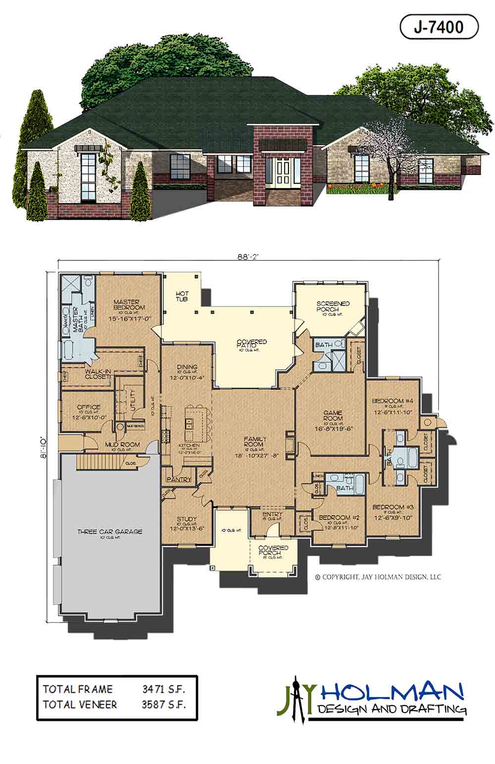 FLOOR PLAN J-7400 – Jay Holman Design & Drafting | Edmond OK