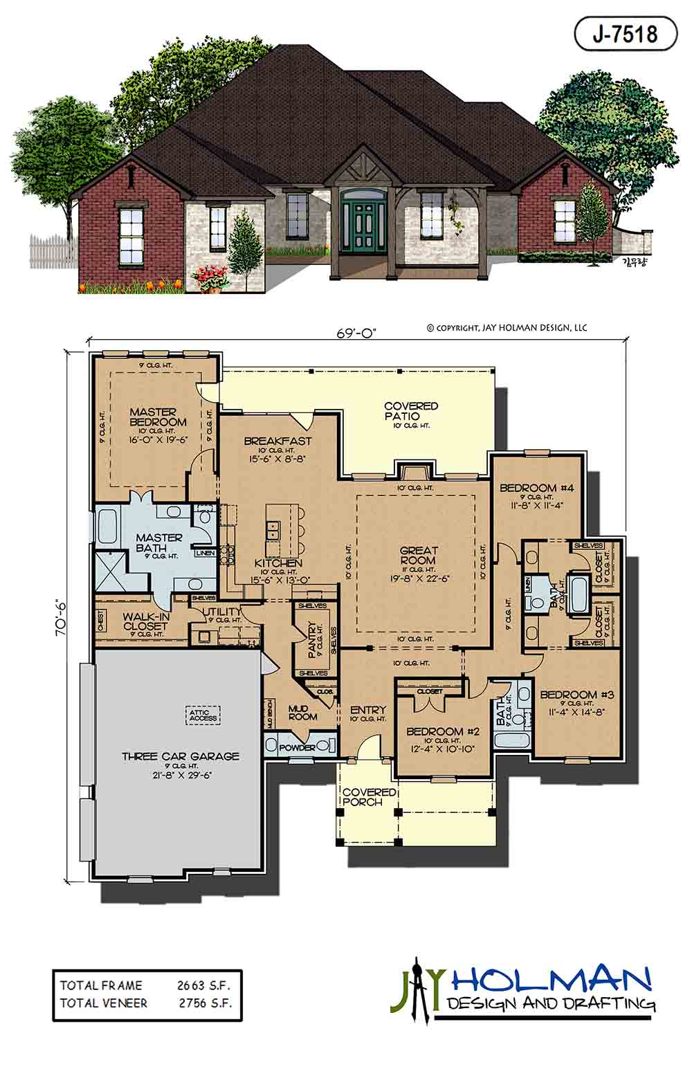 FLOOR PLAN J-7518 – Jay Holman Design & Drafting | Edmond OK